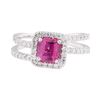 Image 2 : 1.76 ctw Pink Sapphire And Diamond Ring - 14KT White Gold