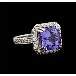 14KT White Gold 4.73 ctw Tanzanite and Diamond Ring