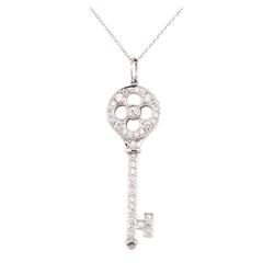 Tiffany and Company 0.41 ctw Diamond Key Pendant with Chain - Platinum and 14KT