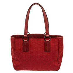 Gucci Red GG Canvas Leather Tote Bag