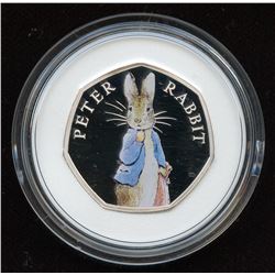 Great Britain Peter Rabbit 50 Pence Coloured Silver Coin