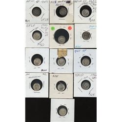 Newfoundland Five Cents Silver - Lot of 13