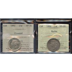 Lot of 2 - ICCS Graded Twenty-Five Cents