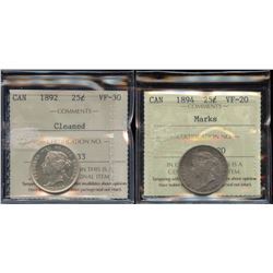 Lot of 2 - ICCS Graded Twenty-Five Cents