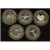 Image 1 : Lot of 5 Las Vegas Limited Edition Gaming Medallions