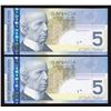 Image 2 : Bank of Canada $5, 2006 Radar Pair