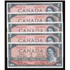 Image 1 : 1954 Bank of Canada $2 Replacements - Lot of 5 Notes