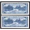 Image 2 : Bank of Canada $5, 1954 - Lot of 2 Consecutive Replacement Notes