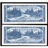 Image 2 : Bank of Canada $5, 1954 - Lot of 2 Consecutive Replacement Notes