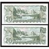 Image 2 : Bank of Canada $20, 1969 - Lot of 2 Consecutive Replacement Notes