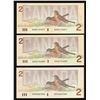 Image 2 : Bank of Canada $2, 1986 - Lot of 3 Replacement Notes