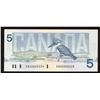 Image 1 : Bank of Canada $5, 1986 - Low Serial Number