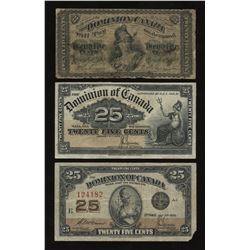 Set of 3 Canadian Shinplaster Dominion of Canada Twenty-Five Cents