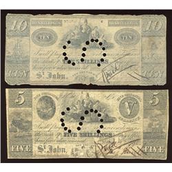 Saint John, New Brunswick, Benjamin Smith 5 & 10 Shillings, 1835