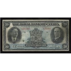 Royal Bank of Canada $20, 1927 with Neill Signature