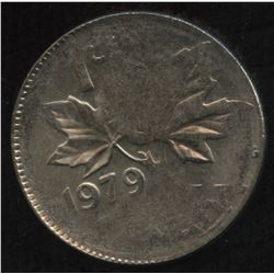 1979 One Cent Struck on Canadian Ten Cent Planchet