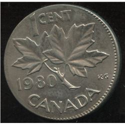 1980 One Cent Struck on Barbados Ten Cent Planchet