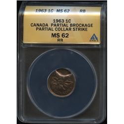 1963 One Cent Partial Brokage/Collar Error Strike