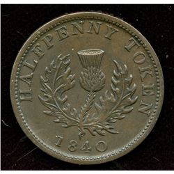 Br. 874, 1840 Nova Scotia Half Penny