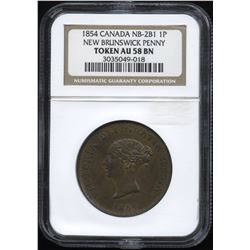 Br. 911 New Brunswick One Penny Token, 1854