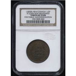 Br. 913 New Brunswick Half Penny Token, 1830 c.