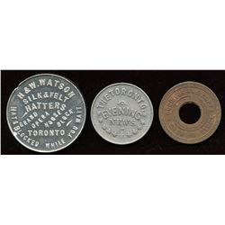 Ontario - Br. 755, 840, 847.  Three Toronto tokens.