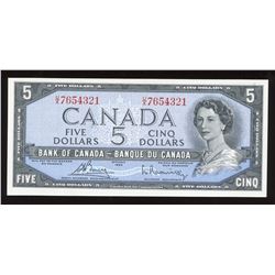 Bank of Canada $5, 1954 - Descending Ladder Numbered Note