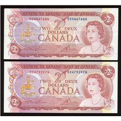 Bank of Canada $2, 1974 - Lot of 2 Radars