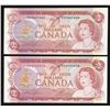 Image 1 : Bank of Canada $2, 1974 - Lot of 2 Radars
