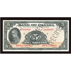 Bank of Canada $5, 1935 Specimen