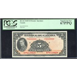 Banque du Canada $5, 1935 Specimen