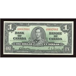 Bank of Canada $1, 1937 Narrow Signature Panel