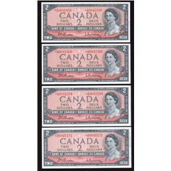 Bank of Canada $2, 1954 Replacements - Lot of 4 Notes