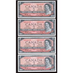 Bank of Canada $2, 1954 Replacements - Lot of 4 Notes