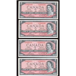 Bank of Canada $2, 1954 Replacements - Lot of 4 Consecutive