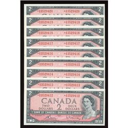 Bank of Canada $2, 1954 Replacements - Lot of 9 Consecutive