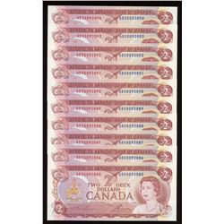 Bank of Canada $2, 1974 Replacements - Lot of 10 Consecutive