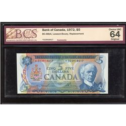 Bank of Canada $5, 1972 Replacement