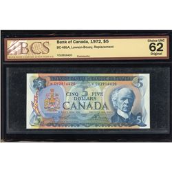 Bank of Canada $5, 1972 Replacement