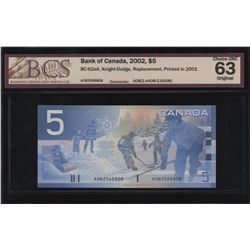 Bank of Canada $5, 2002 Replacement