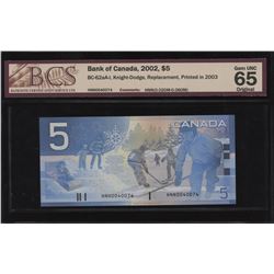 Bank of Canada $5, 2002 Replacement