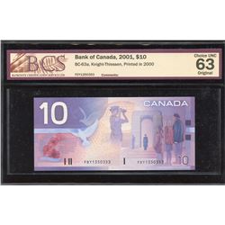 Bank of Canada $10, 2001 Replacement