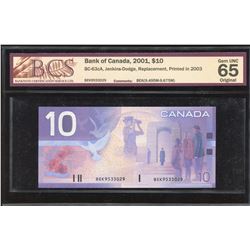 Bank of Canada $10, 2001 Replacement