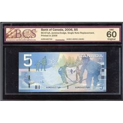 Bank of Canada $5, 2006 Single Note Replacement