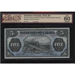 Dominion of Canada $5, 1912