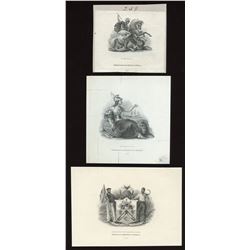 Bank of British North America, three die proof vignettes by British American Bank Note.