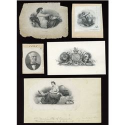 Canadian Bank of Commerce, five die proof vignettes.