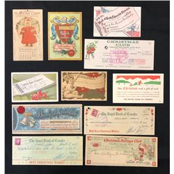 Christmas/New Year's Items.  Imperial Bank of Canada Card - Total of eleven unusual items from the W
