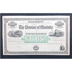 Province of Manitoba £100 Debenture Lot of Two very rare and attractive documents.