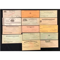 Specimen Cheques Lot of fourteen different